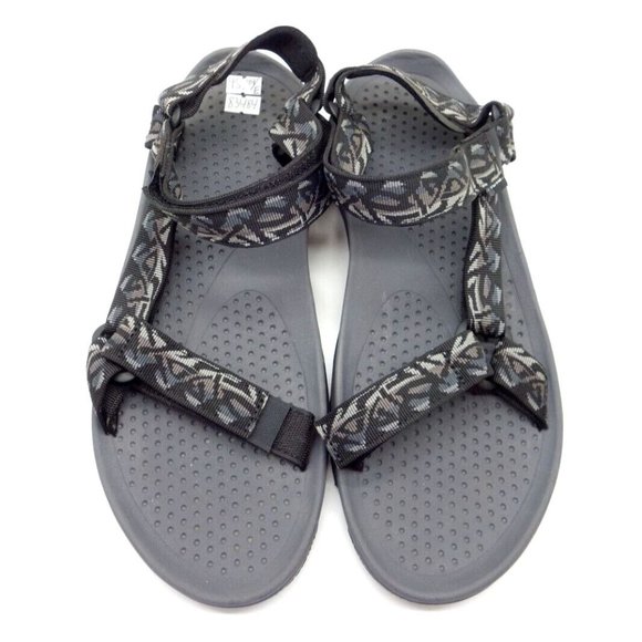 Teva Black Gray Adjustable Fit Slip On Outdoor Sandals Shoes Men\'s 12